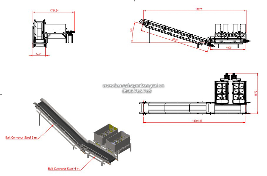 bản vẽ 02 bộ băng chuyền lồng máng